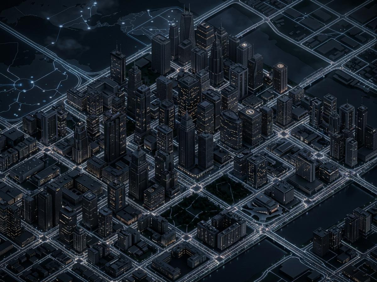 Dark 3D City Map Background